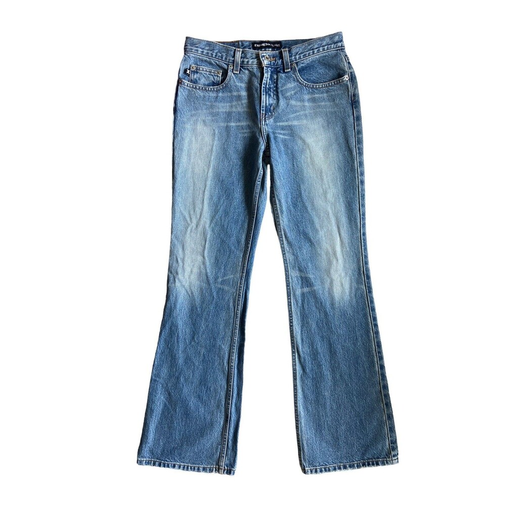 Vintage Y2K Express Womens Low Rise Flare Jeans Size 5/6R Hip Huggers 90s 2000s
